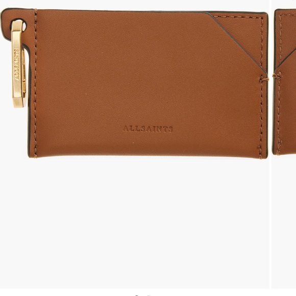 All Saints Brown Leather Card Holder - Picture 1 of 3